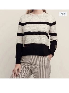 Lisa Todd Stripe Cotton Star Elbow Sweater Size Small